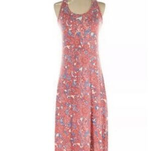 Lucky Lotus Coral and Blue Maxi Dress